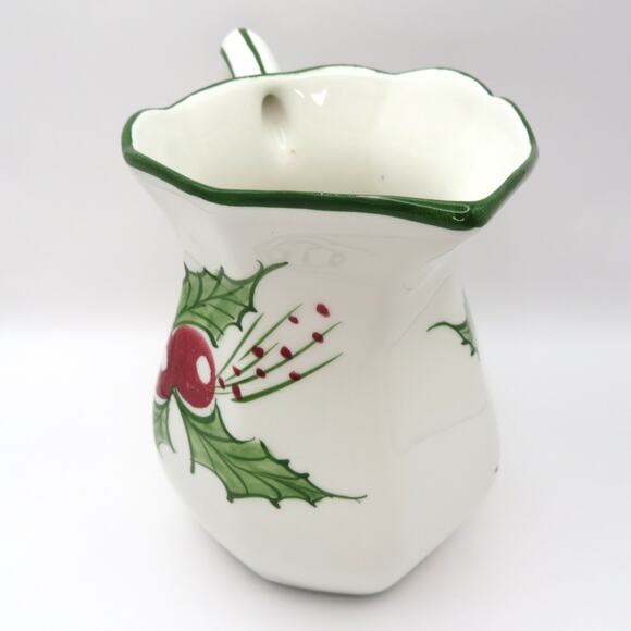 RCCL Portugal Hand Painted Holly Berries Ceramic Christmas Holiday Pitcher Jug - Picture 7 of 15